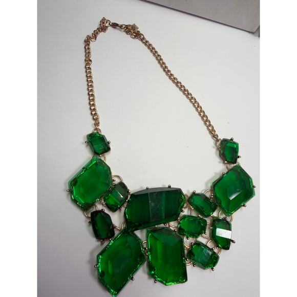 3 kelly green statement bib flower floral bling enamel necklaces banana republic - Picture 7 of 13